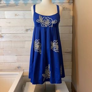 Empire waist Blue embroidered dress